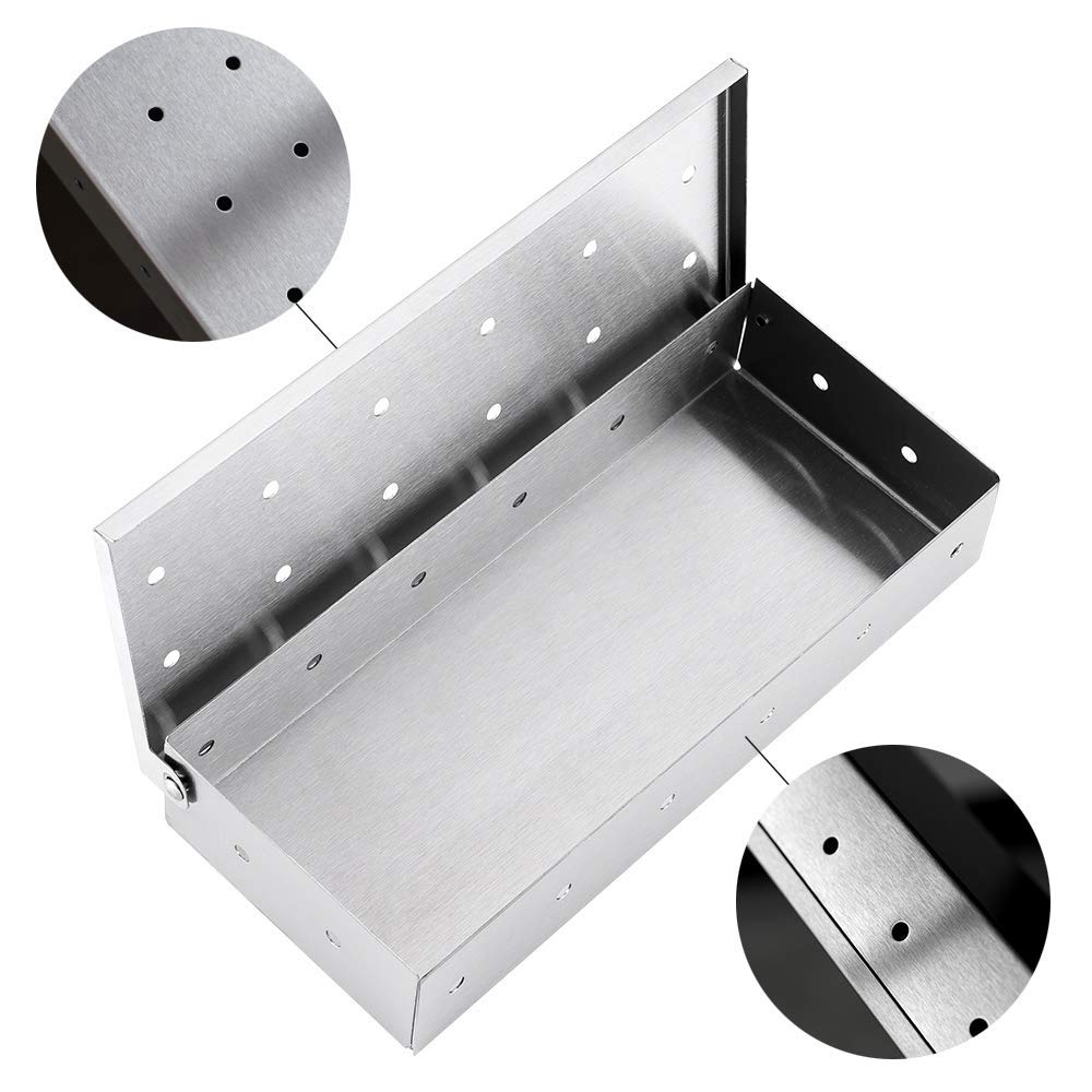 Stainless-Steel BBQ Smoker Box with Hinged Lid