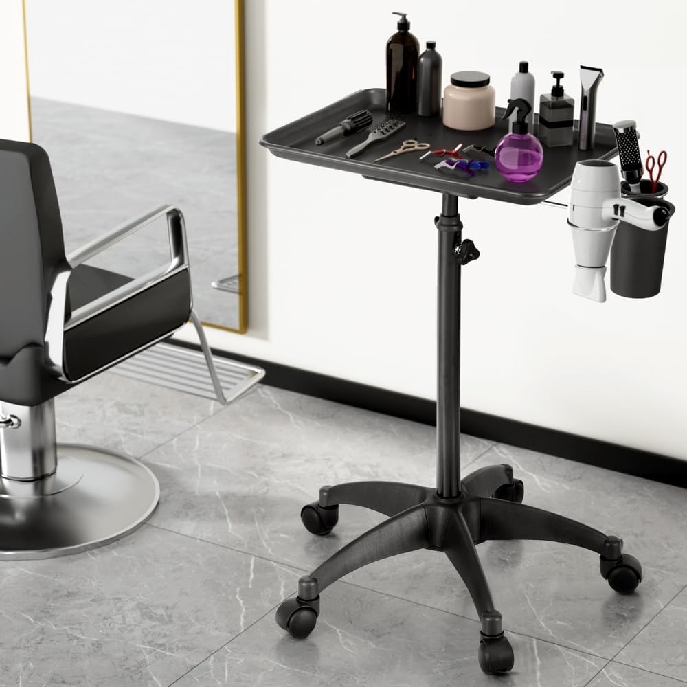 Embellir Adjustable Salon Tray Trolley – 5-Wheel Base