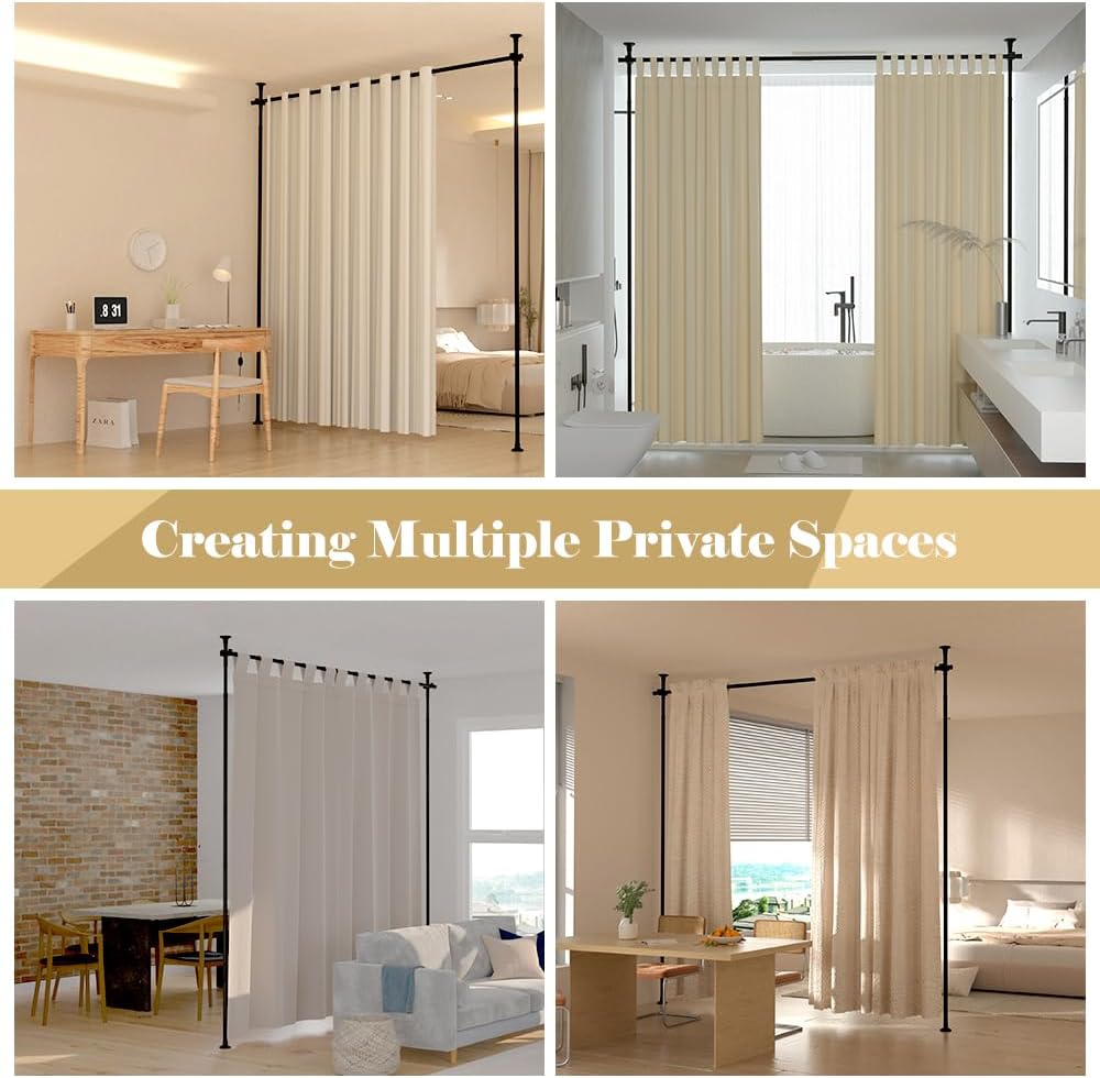 No-Drill Curtain Divider Frame – 71–188cm Wide, 1.2–3m High