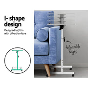 White Adjustable Laptop Table with 360° Lockable Castors