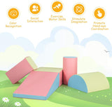 Kids Crawl & Climb Foam Play Set, 5-Piece Kids Foam Block Interactive Playset for Climbing, Crawling, Sliding, Lightweight Foam Shapes for Toddlers in Home, Kindergarten, Playroom (Pink)