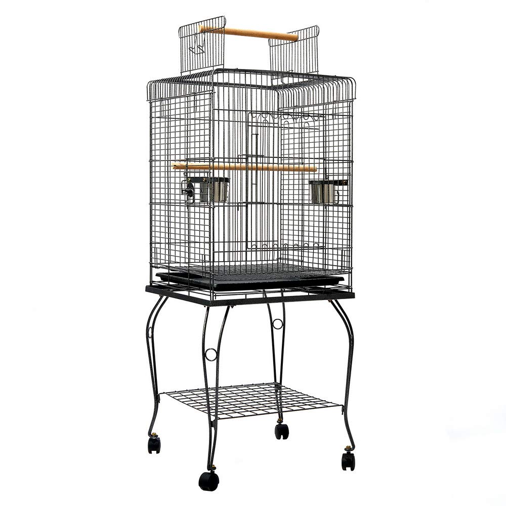 145 cm Rolling Bird Cage with 2 Perches & Removable Tray