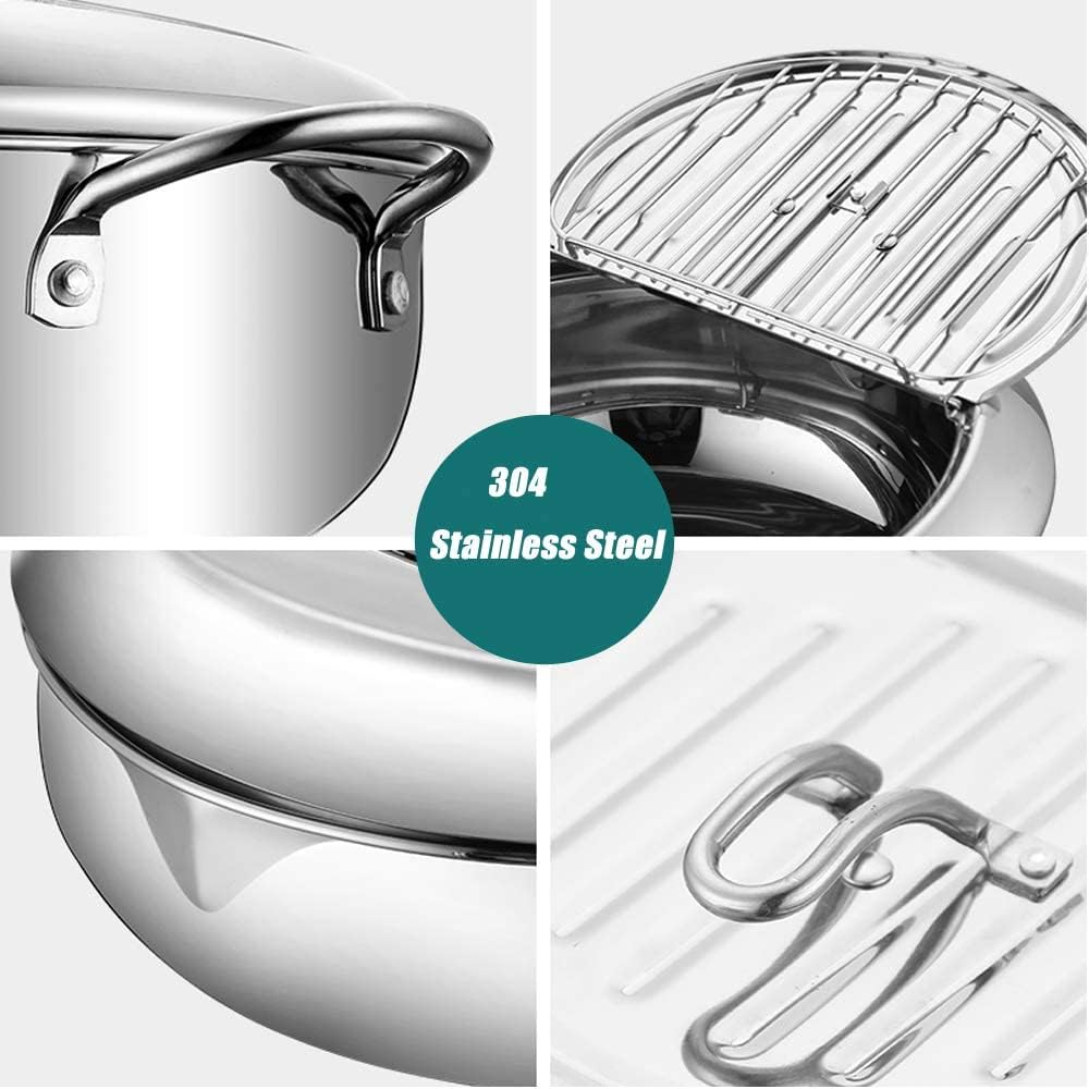24 cm Stainless-Steel Tempura Frying Pot with Thermometer