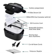 Electric Lunch Box, Food Heater Portable Warmer Leakproof Heated Box, 220V AU Socket, Heating Microwave for Car/Home with 1.5L Removable Stainless Steel Container with Spoon,Fork,Knife & Napkin,Bag