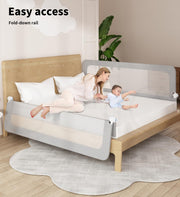 Bed Rail Baby Kids Safety Guard Height Adjustable Folding Child Toddler Cot Protect Steel Tube Safe Sleeping (M:180cm x 70cm/83cm)