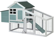 150 cm Two-Tier Fir-Wood Chicken Coop & Small-Animal Hutch with Run