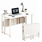 80 cm Foldable Mobile Computer Desk with Shelf