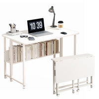 80 cm Foldable Mobile Computer Desk with Shelf