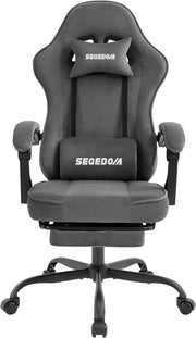 Gaming Chair Technology Fabric Computer Chair with Pocket Spring Cushion, Comfortable Ergonomic Gamer Chair for Adults, Massage Game Chair with Footrest,Reclining Chair, Home,Office,Teens,Grey