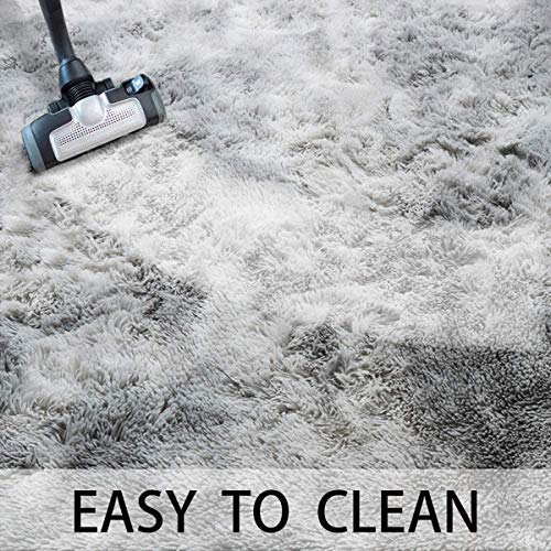 Super Soft Indoor Modern Shag Area Silky Smooth Fur Rugs Fluffy Rugs Anti-Skid Shaggy Area Rug Dining Room Home Bedroom Carpet Floor(Grey White, 120x160cm）