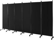 5.6 ft 6-Panel Rolling Room Divider – Black