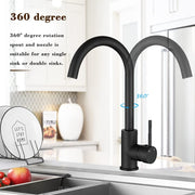 Matte Black Brass Kitchen Mixer Tap – 360° Swivel