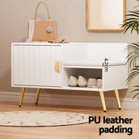 White Padded Shoe Storage Bench – Up to 6 Pairs