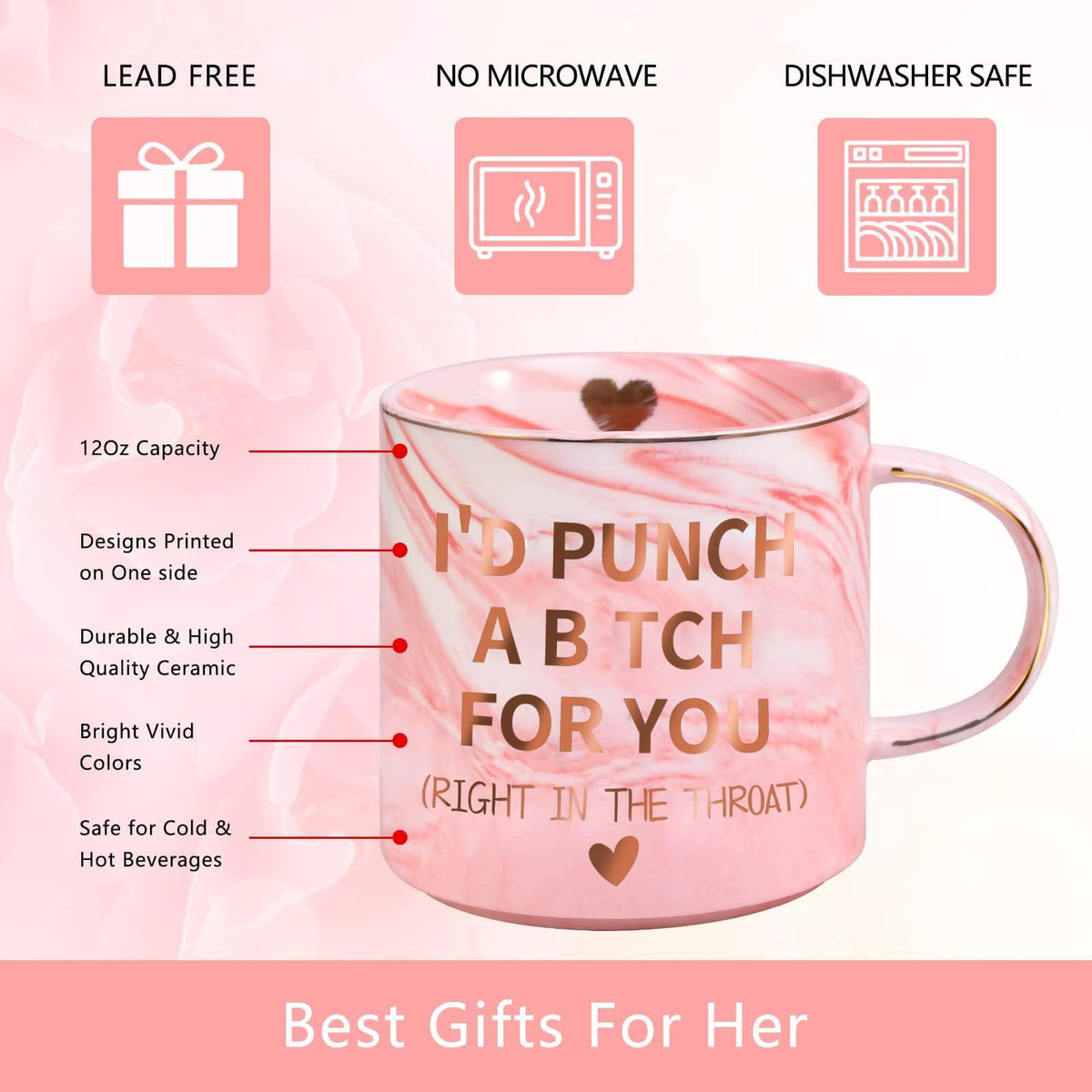 12oz Funny Friendship Coffee Mug with Gold-Tone Details