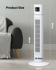 Tower Fan Portable Floor Fan Electric Cooling Fans with 3 Speed, 12H Timer, 70° Oscillating, LED Digital Display for Bedroom Home Office, White