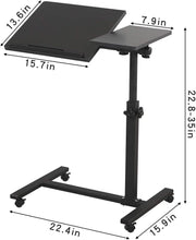 Black Mobile Tilting Overbed Laptop Table with Wheels