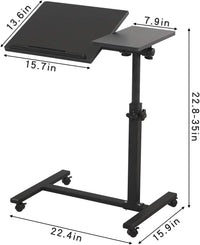 TigerDad Overbed Bedside Desk Mobile Rolling Laptop Stand Tilting Overbed Table with Wheels Height Adjustable Tray Table for Laptop Bed Sofa Side Table (Black)