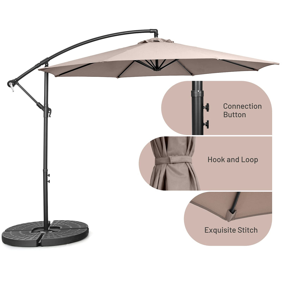 3 m Cantilever Patio Umbrella with Cross Base