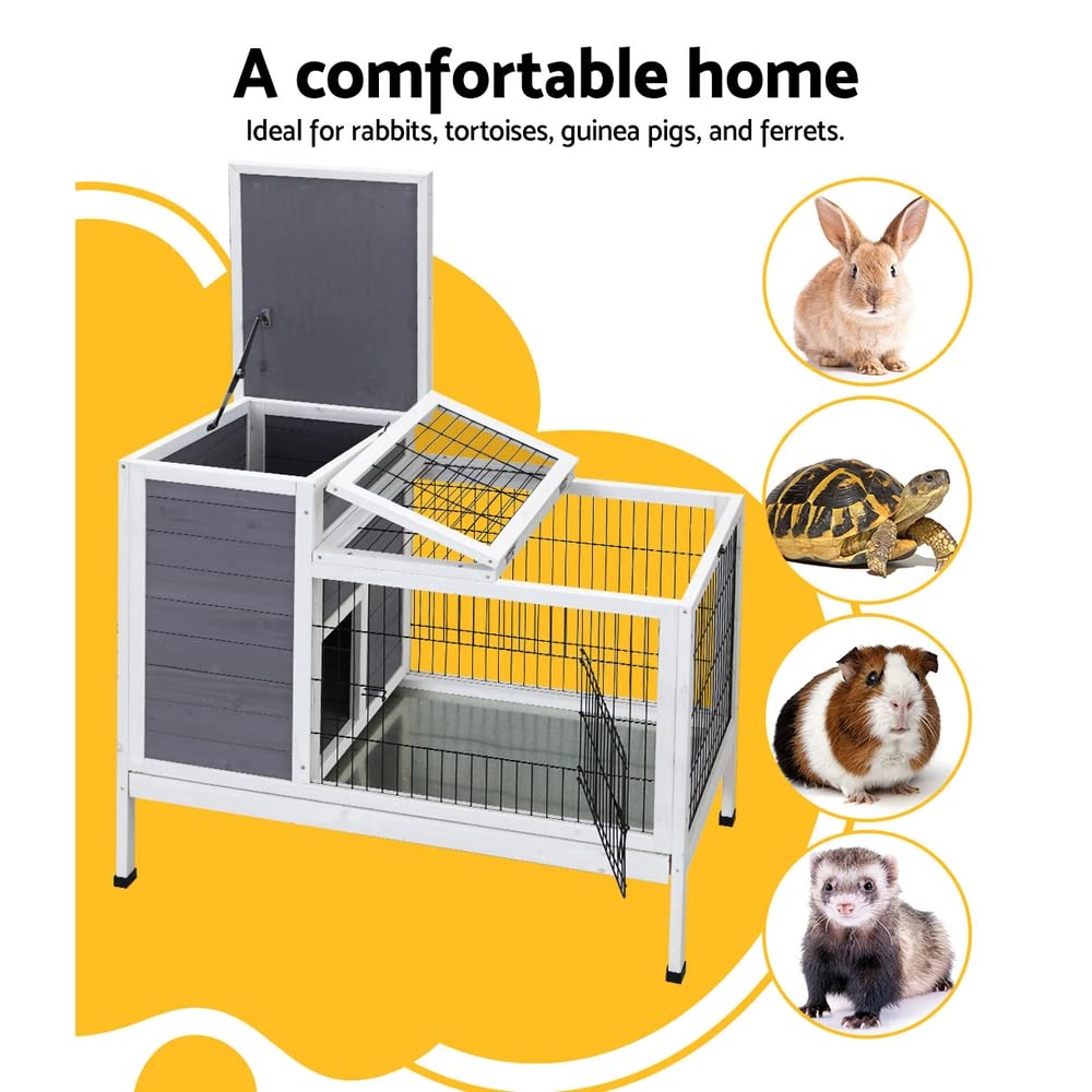 Compact Fir-Wood Small-Animal Hutch with Sliding Tray – 96 × 49 × 86 cm