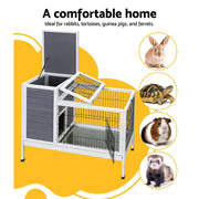 Compact Fir-Wood Small-Animal Hutch with Sliding Tray – 96 × 49 × 86 cm