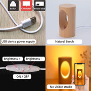 Compact Dimmable USB Wooden Bedside Lamp – Warm White