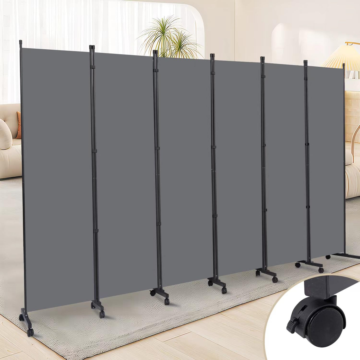 Single-Panel Rolling Room Divider – Grey or Beige