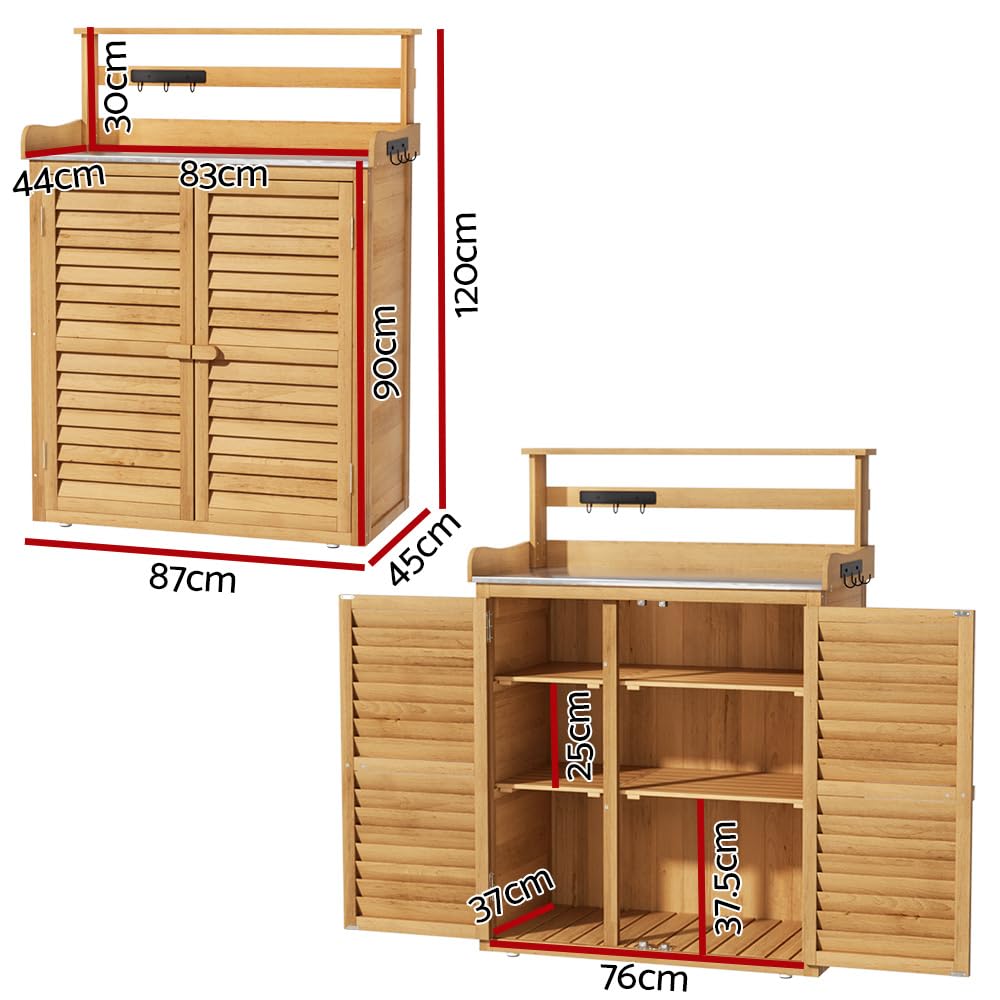 Gardeon 120 cm 3-Tier Outdoor Storage Cabinet