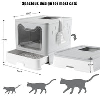 Extra-Large Enclosed Cat Litter Box with Drawer & Scoop