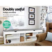 White Shoe Storage Bench with Drawers