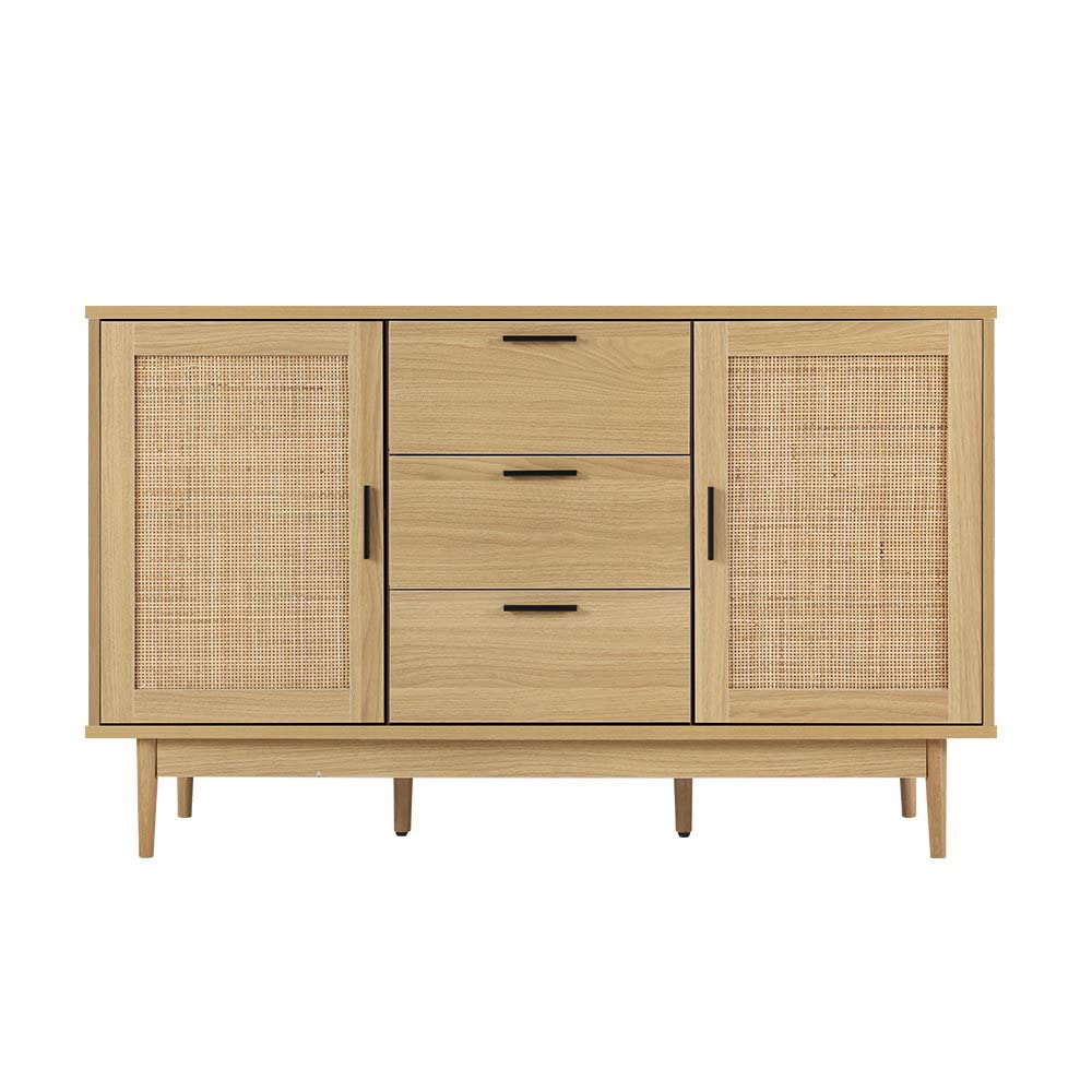 Rattan Sideboard with 3 Drawers & Adjustable Shelves