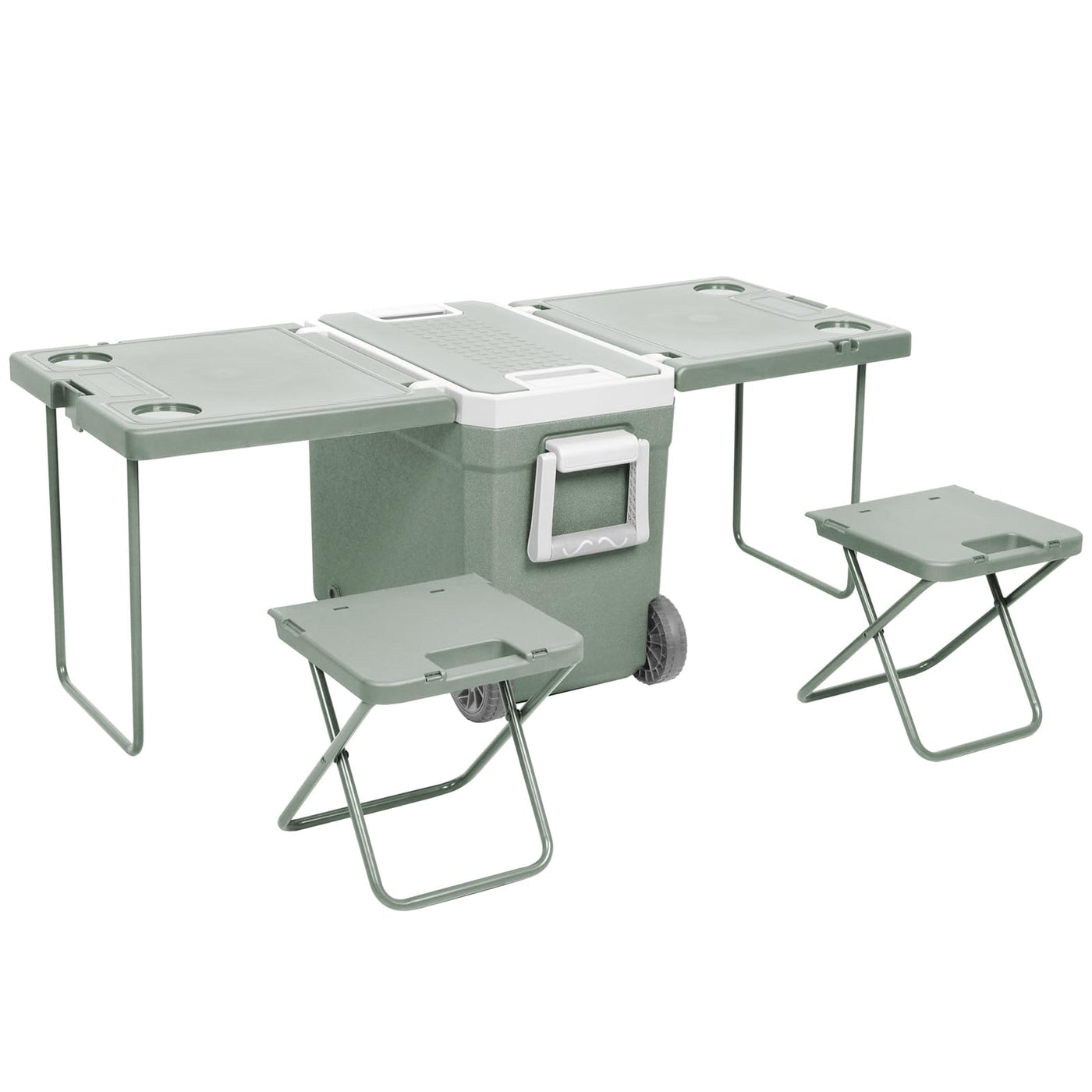 Wheeled Cooler Box with Folding Table & Chairs