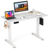 Giantex Electric Standing Desk, 140 x 60 cm Sit Stand Home Office Desk with 3 Memory Height Settings, Height Adjustable Computer Desk with 2 Hanging Hooks & Cable Management (Black)