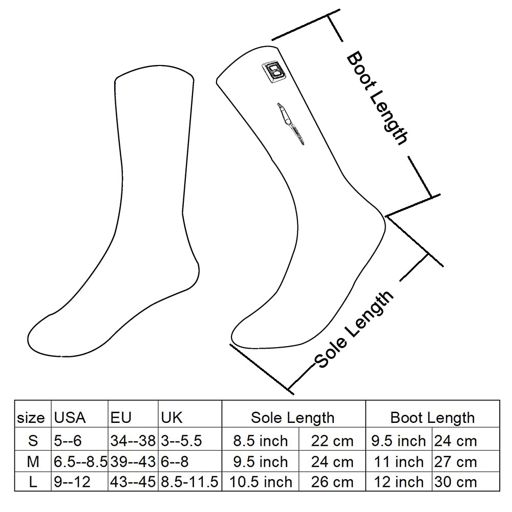 Rechargeable Heated Socks with 3 Heat Levels – 3 Sizes