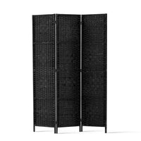 3-Panel Pine & Wicker Room Divider – 123 × 170cm