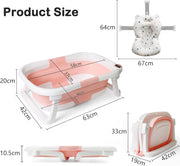 Baby Bath Tub Foldable Bathtub, Newborn Baby Plastic Bathtub with Cushion Pad Foldable Anti-Slip Legs Collapsible Tub for Toddler Baby Kids Bathing - Childrens Travel Shower Bath Tubs