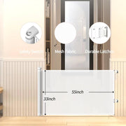 Premium Retractable Baby and Pet Gate - 33"/84cm Tall, Expands up to 55"/140cm, Ensuring Safety for Kids and Pets, Mesh Safety Gate for Stairs, Indoor, Outdoor, Doorways, Hallways