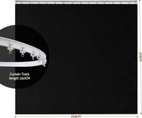 Artiss Room Divider, Ceiling Mounted Track Sets, Extra Wide Blackout Curtain, Flexible Bendable Tracks for Bedroom Privacy Partition Separator, DIY, Hooks, 1 Panel Black Drape and White Rail,254x213CM