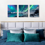 3-Piece Framed Aurora Canvas Wall Art Set – 30 × 40 cm Each