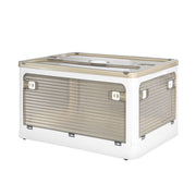 55L Stacked Storage Bins with Lids Collapsible Clothes Organiser Container Plastic Toy Book Camping Boxes with Wheel 5 Sides Open