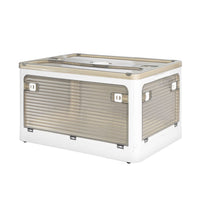 55L Stacked Storage Bins with Lids Collapsible Clothes Organiser Container Plastic Toy Book Camping Boxes with Wheel 5 Sides Open