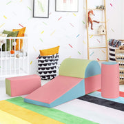 Kids Crawl & Climb Foam Play Set, 5-Piece Kids Foam Block Interactive Playset for Climbing, Crawling, Sliding, Lightweight Foam Shapes for Toddlers in Home, Kindergarten, Playroom (Pink)
