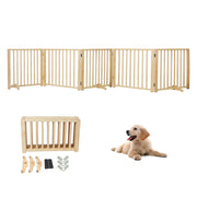 5-Panel Pine Freestanding Pet Gate – 304 × 43 cm