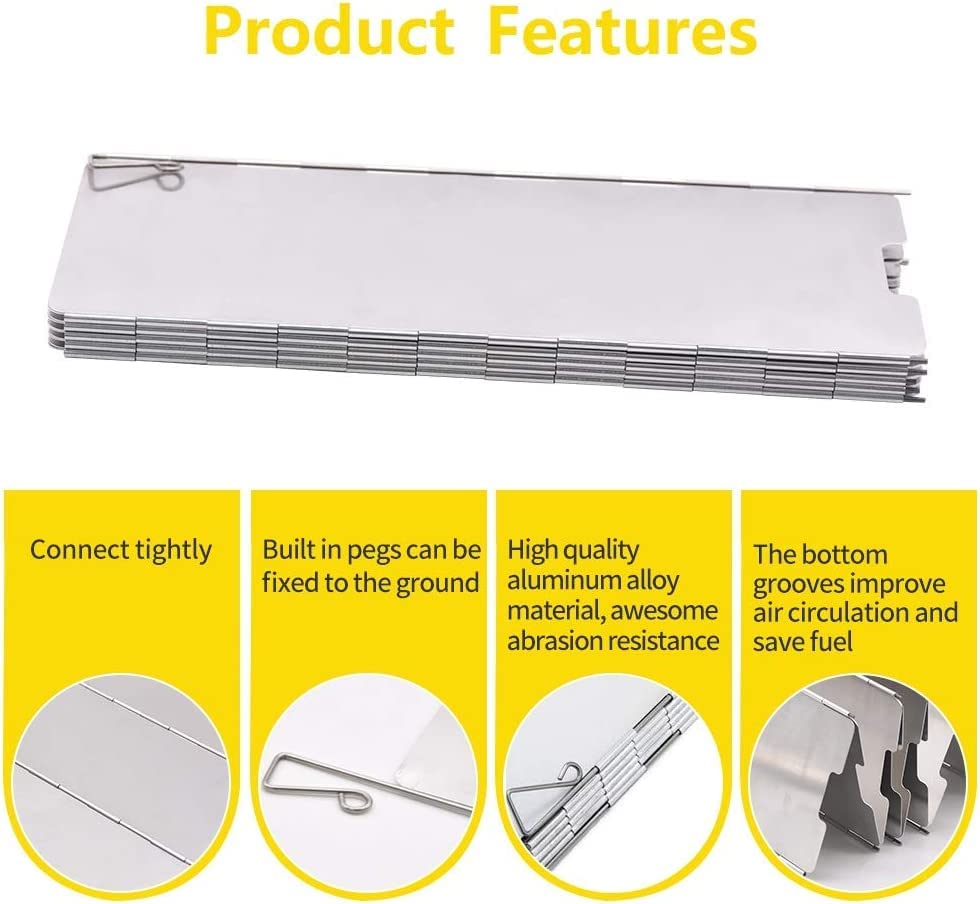 10-Panel Folding Aluminium Camping-Stove Windscreen