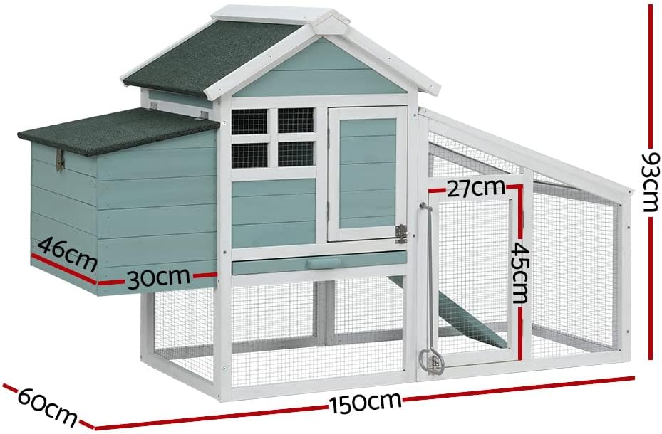 150 cm Two-Tier Fir-Wood Chicken Coop & Small-Animal Hutch with Run