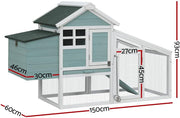 150 cm Two-Tier Fir-Wood Chicken Coop & Small-Animal Hutch with Run