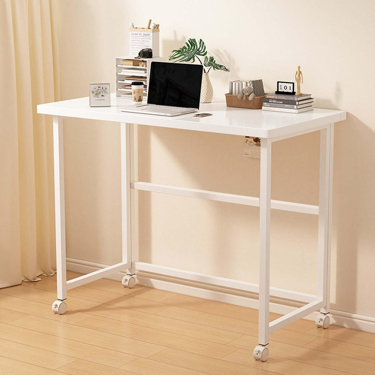 Small Folding Computer Desk with Wheels