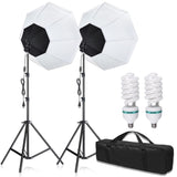 Softbox Lighting Kit 20"x 28"/ 50x70 cm Soft Box Studio Lights 2x135W 5500K Continuous Lighting Equipment with Energy Saving Light Bulb & Carry Bag, Light for Portraits and Product Photography