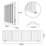 Freestanding Pet Gate,Wooden Dog Gate for Doorways,Dog Gate for Stairs,Pet Barrier Indoor Gate Safety Fence 203x61CM