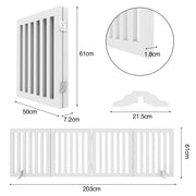 Freestanding Foldable Wooden Pet Gate – 203 × 61 cm