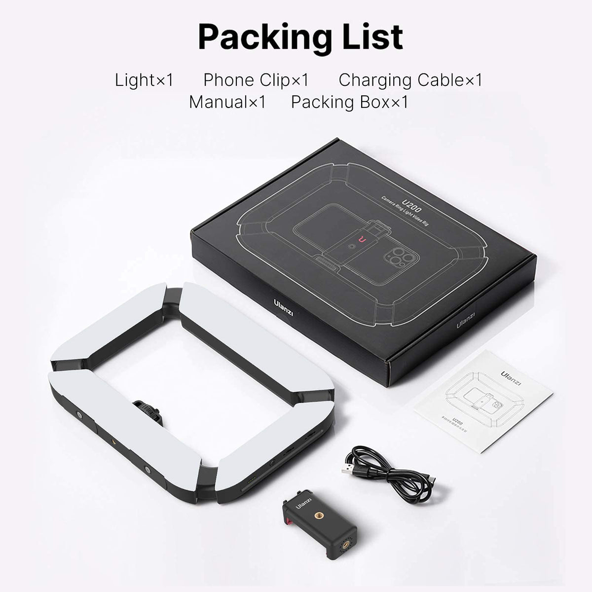 ULANZI U200 Smartphone Video Rig with Rechargeable Ring Light